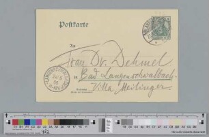 Postkarte an Ida Dehmel