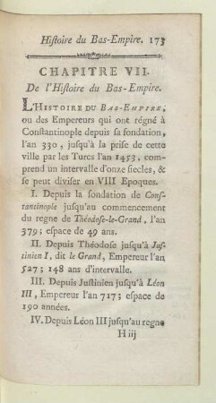 Chapitre VII. De l'Histoire du Bas-Empire