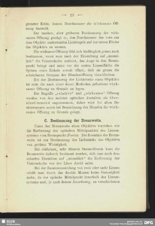 C. Bestimmung der Brennweite