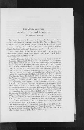 Der Limes Saxoniae zwischen Trave und Schwentine