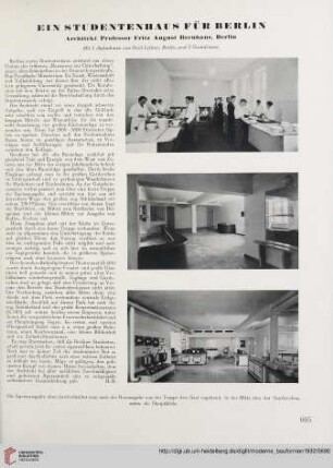 Ein Studentenhaus für Berlin : Architekt Professor Fritz August Breuhaus, Berlin