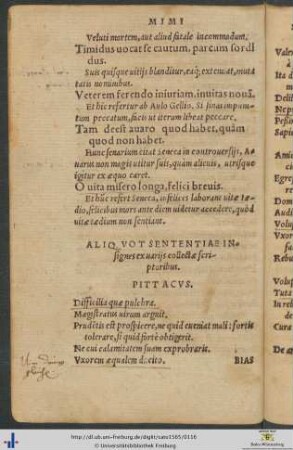 Aliquot Sententiae insignes