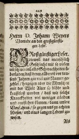 Vorrede an den großgünstigen Leser.