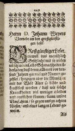 Vorrede an den großgünstigen Leser.