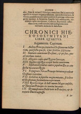 Chronici Hierosolymitani Liber Quartus.