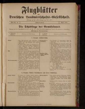 Flugblätter der Deutschen Landwirtschafts-Gesellschaft. Noch Nr. 10.