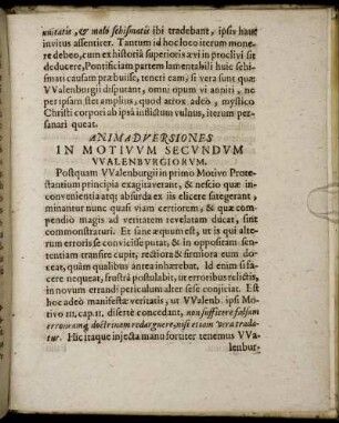 Animadversiones In Motivum Secundum Walenburgiorum.