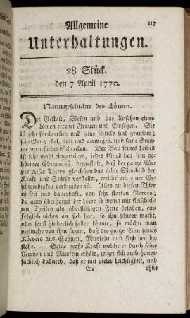 28 Stück. den 7 April 1770.