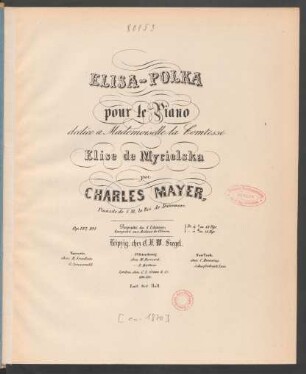 Elisa-Polka : pour le piano ; op. 187, No. 1