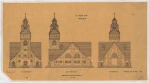 Evangelische Kirche, Maltsch: 3 Ansichten 1:100