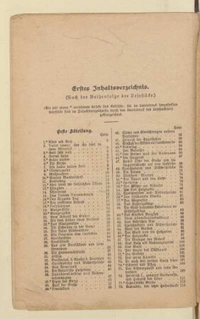 Erstes Inhaltsverzeichnis. (Nach der Reihenfolge der Lesestücke.)