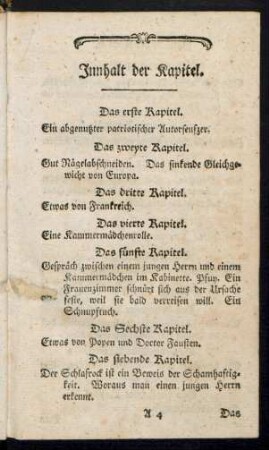 Innhalt der Kapitel.