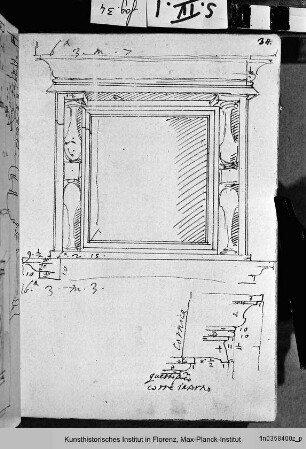 Biblioteca Laurenziana in Florenz : Fenster und Gesimsstudie des Vestibüls
