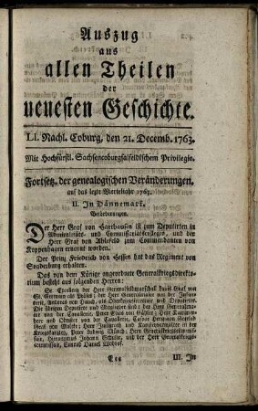 LI. Nachl. Coburg, den 21. Decemb. 1763.