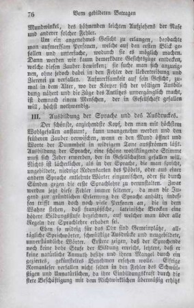 III. Ausbildung der Sprache und des Ausdruckes.