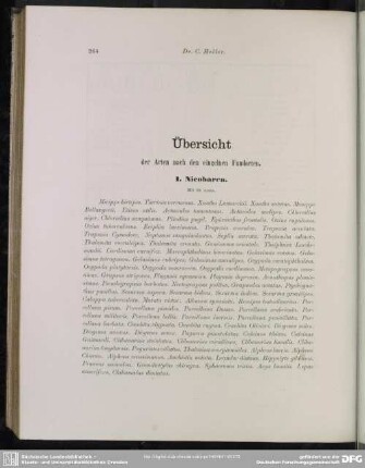 Übersicht der Arten nach den einzelnen Fundorten