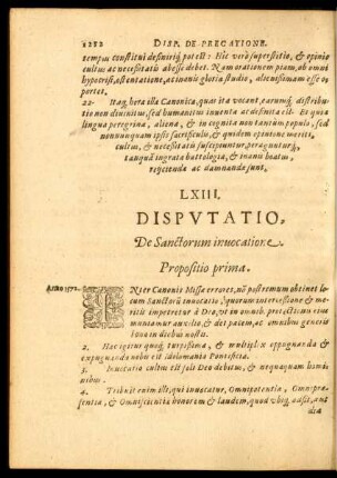 LXIII. Disputatio, De Sanctorum invocatione.