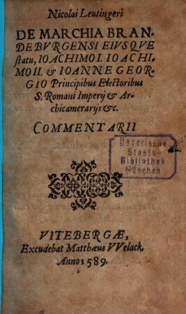 De Marchia Brandenburgensi eiusque statu commentarii