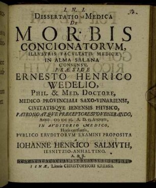 Dissertatio Medica De Morbis Concionatorum