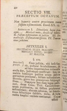 Sectio VIII. Praeceptum Octavum.