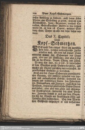 Das X. Capitel; Vom Kopf-Schmertzen