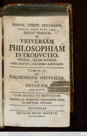 T. 2: Qvi Philosophiam Natvralem, Sev Physicam, Complectitvr