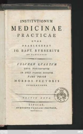 Vol. 4, Ps. 1/2: Morbos Pectoris Complectens