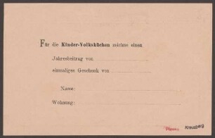 Spendenbestätigung "Kinder-Volksküchen", Stadtverordneter Otto Lüben, Köpenicker Straße 153