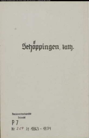 Kirchenbuchduplikate der Katholischen Gemeinde Schöppingen (GHT 1863-1874). (Gemeinde: Schöppingen, Katholische Gemeinde)