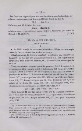 THÉORÈMES SUR L'ELLIPSE.