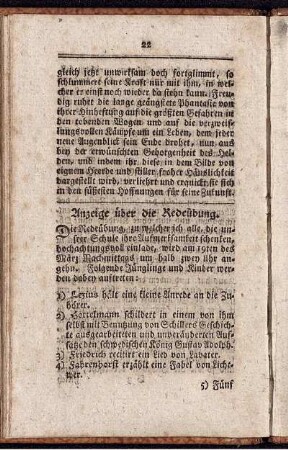 Anzeige über die Redeübung