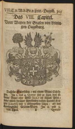 Das VIII. Capitel. Vom Wapen der Grafen von Leiningen-Dagsburg