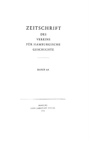 64.1978: Zeitschrift des Vereins für Hamburgische Geschichte