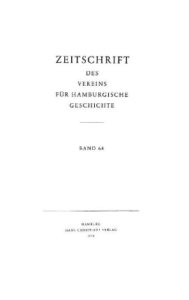 64.1978: Zeitschrift des Vereins für Hamburgische Geschichte