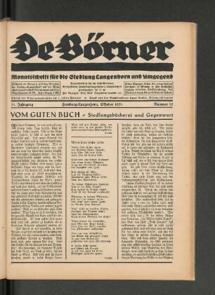 Vom guten Buch "Siedlungsbücherei und Gegnwart"