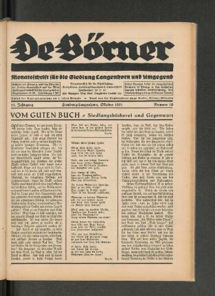 Vom guten Buch "Siedlungsbücherei und Gegnwart"