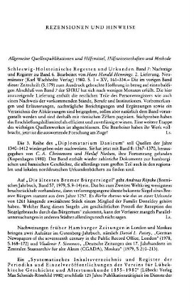 Schleswig-Holsteinische Regesten und Urkunden, Bd. 7, Nachträge und Register zu Band 6, bearb. von Hans Harald Hennings, Lfg. 2 : Neumünster, Wachholtz, 1980