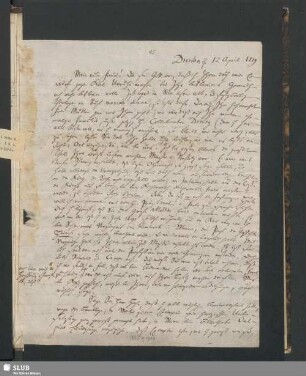 Nr. 45: Brief Böttigers an Spohn, dat. Dresden, 12.04.1819