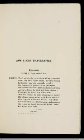 Aus einem Trauerspiel / Hugo von Hofmannsthal