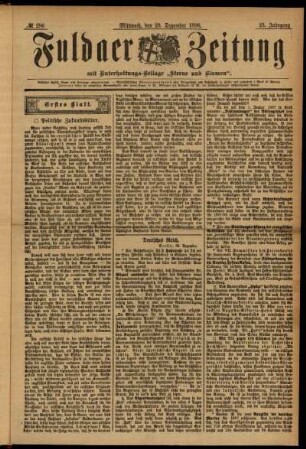 Erste Ausgabe vom Mittwoch, den 23. Dezember 1896.