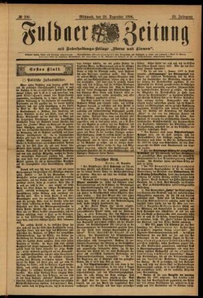 Erste Ausgabe vom Mittwoch, den 23. Dezember 1896.