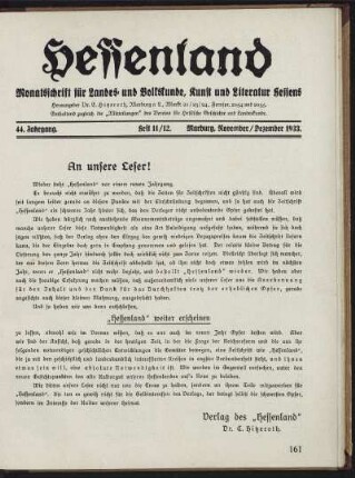 Heft 11/12, November/Dezember 1933