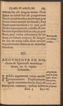 IIII. Argumenta Ex Doctrina de Spirituali manducatione ...