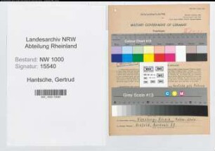 Entnazifizierung Gertrud Hantsche, geb. 18.10.1922 (Lehrerin)