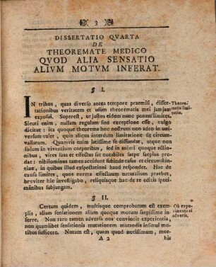 Iohannis Nicolai Weisii Med. D. Et P. P. In Acad. Altorf. Tetras Dissertationvm Medicarvm Qvibvs Theorema Medicvm Alia Sensatio Alii Motvs Adstrvitvr Applicatvr Limitatvr, 4. Theorema Medicvm Qvod Alia Sensatio Alivm Motvm Inferat : ... Limitatvm