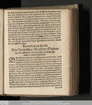 Das sechtzehende Capitel Von Doctoribus/ Magistris/ Studenten/ Kauffleuten/ Buchdruckern/ Schrifftgiessern und Formschneidern.