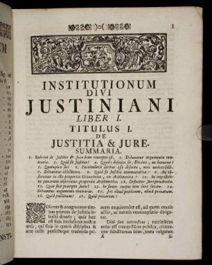 Titulus I. De Justitia & Jure