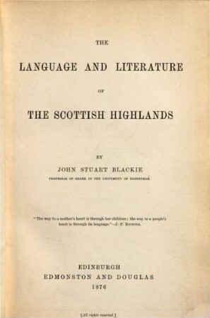 The language and literature of the Scottish highlands