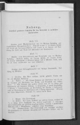 Anhang, betreffend genaueren Lehrplan für den Unterricht in weiblichen Handarbeiten.