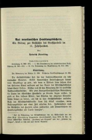 Aus venetianischen Handlungsbüchern.